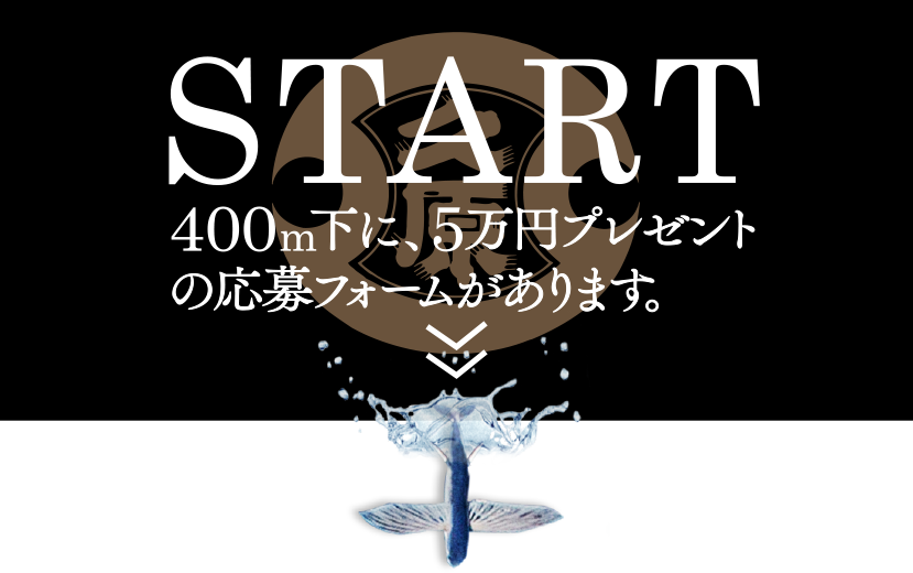 START 400m下に、5万円プレゼントの応募フォームがあります。